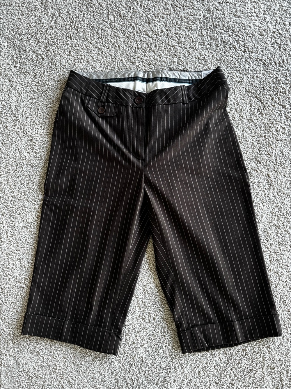 Classiques Entier Brown Pinstripe Dressy Bermuda Shorts